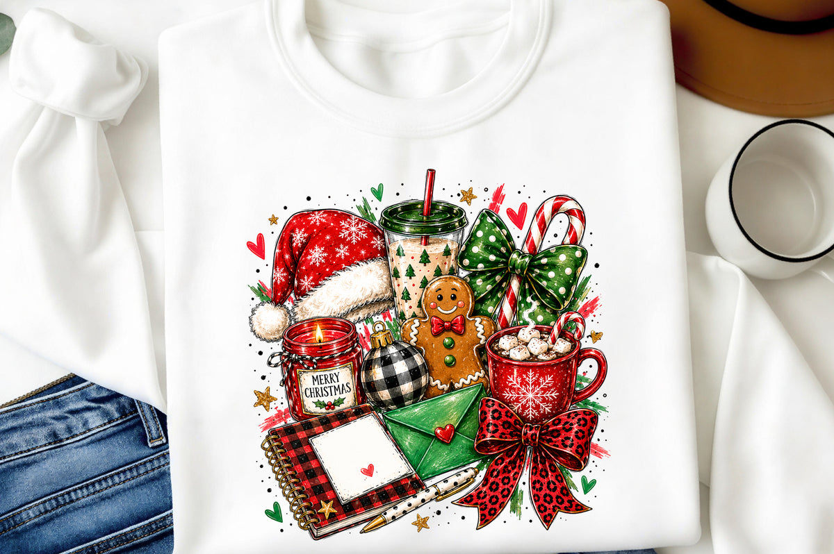 Preppy Christmas Doodles PNG | Cute Holiday Christmas Clipart