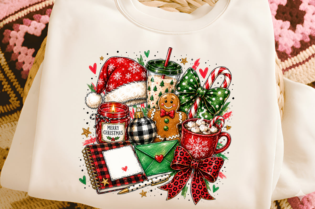 Preppy Christmas Doodles PNG | Cute Holiday Christmas Clipart