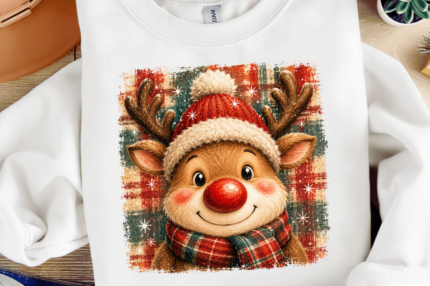 Christmas Reindeer PNG  Cute Holiday Rudolph Sublimation