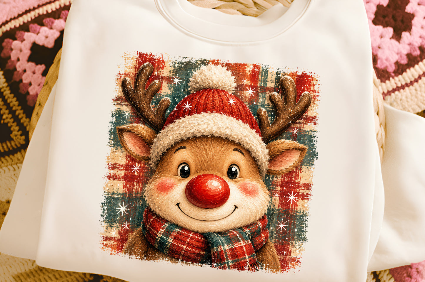 Christmas Reindeer PNG  Cute Holiday Rudolph Sublimation