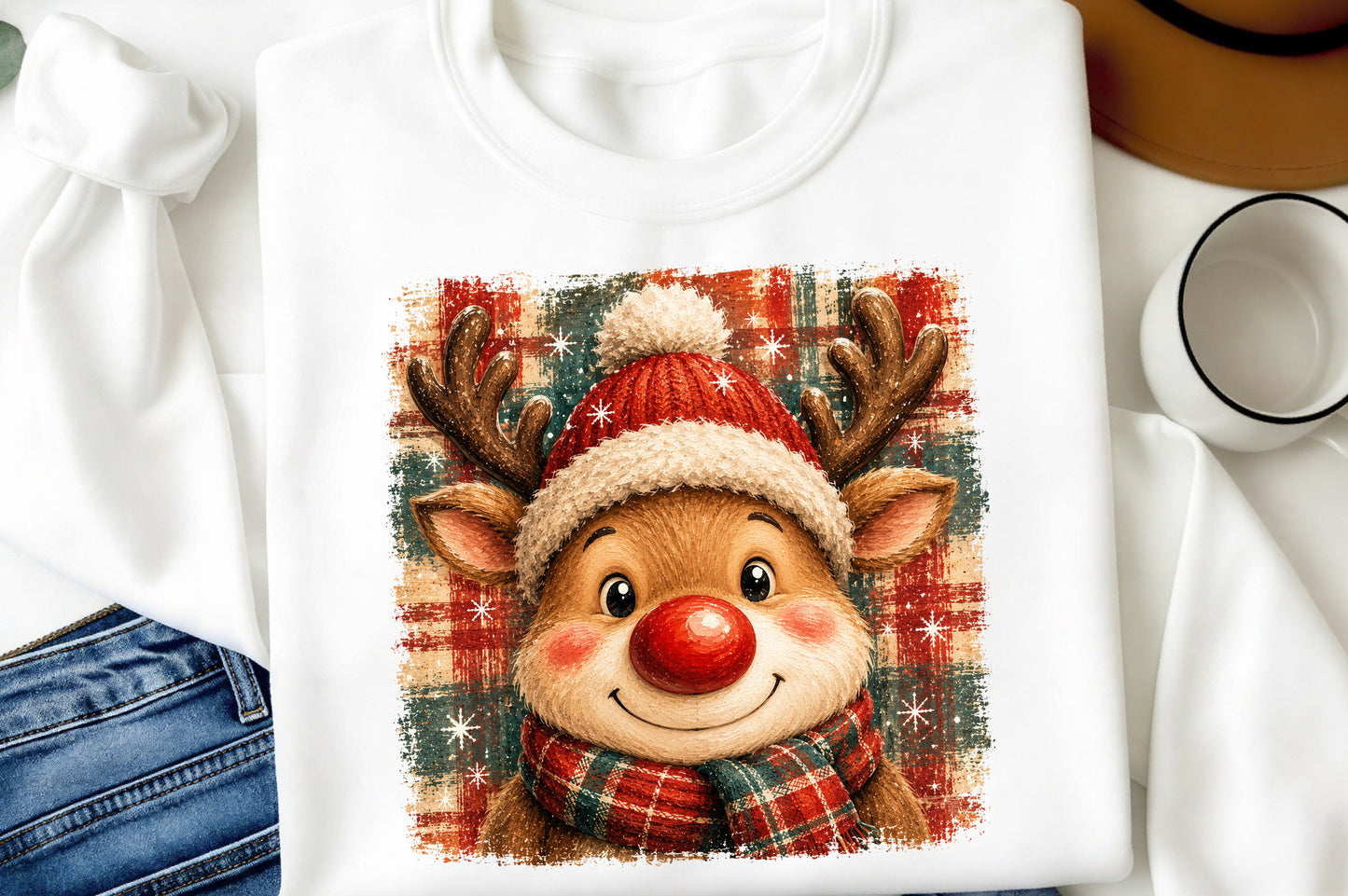 Christmas Reindeer PNG  Cute Holiday Rudolph Sublimation
