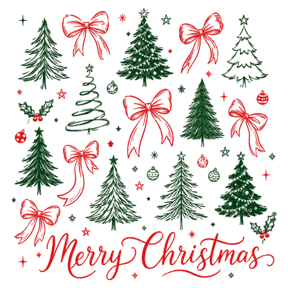 Preppy Christmas Tree Coquette Bow PNG | Merry Christmas Holiday Clipart