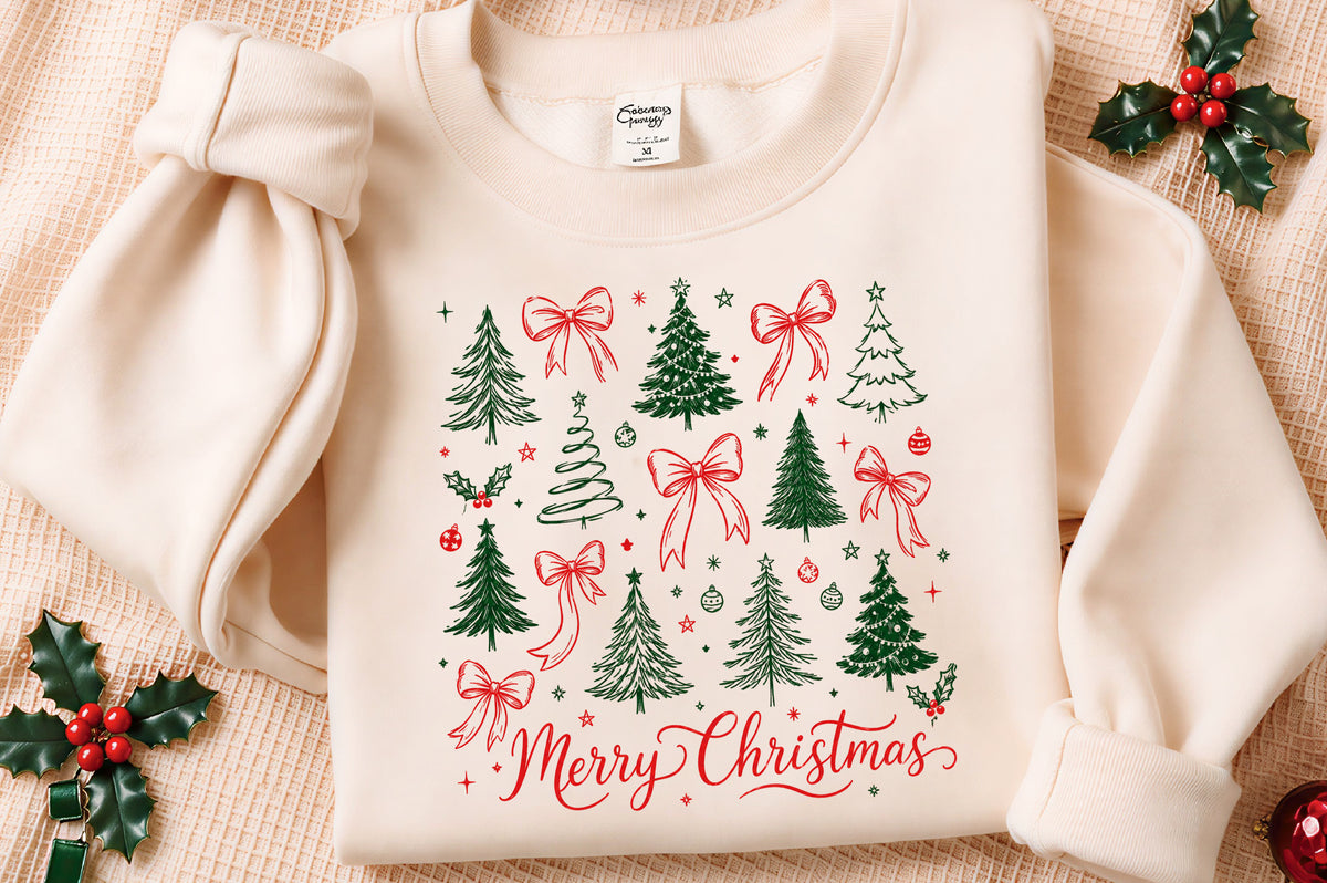 Preppy Christmas Tree Coquette Bow PNG | Merry Christmas Holiday Clipart