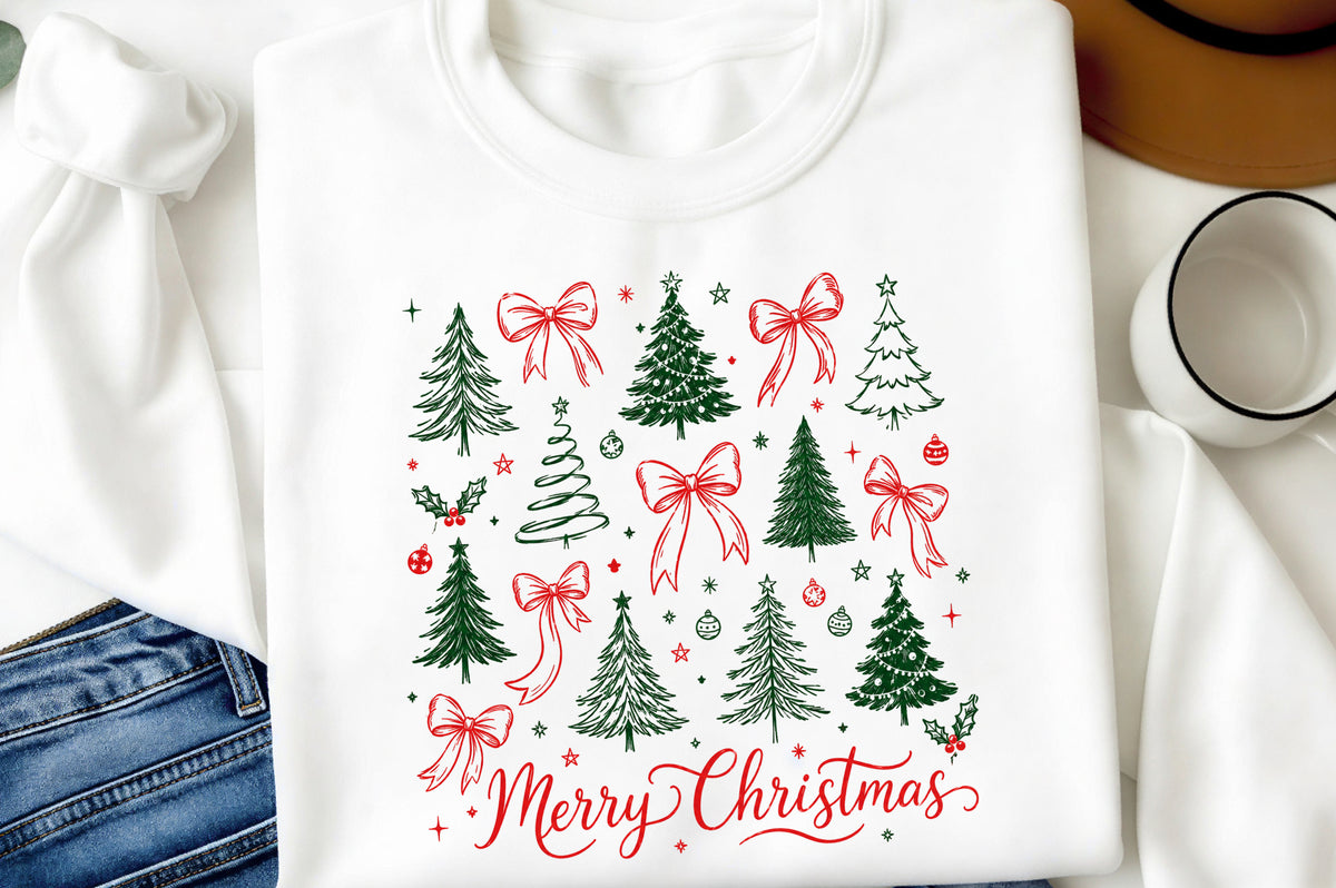 Preppy Christmas Tree Coquette Bow PNG | Merry Christmas Holiday Clipart
