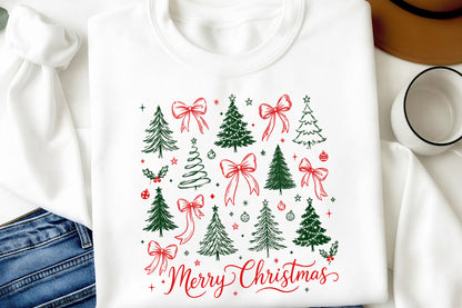 Preppy Christmas Tree Coquette Bow PNG | Merry Christmas Holiday Clipart