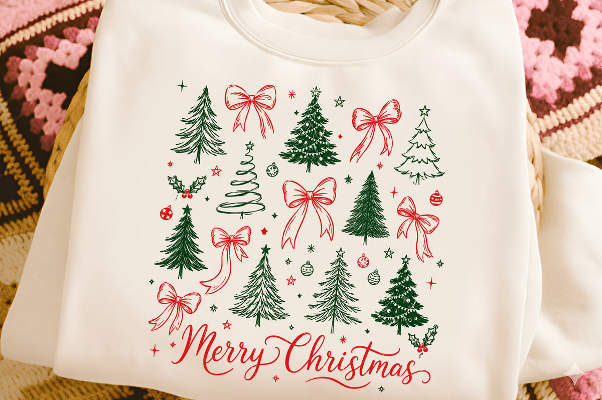 Preppy Christmas Tree Coquette Bow PNG | Merry Christmas Holiday Clipart