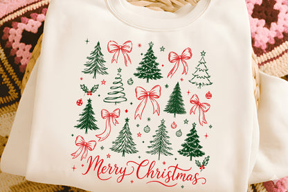 Preppy Christmas Tree Coquette Bow PNG | Merry Christmas Holiday Clipart