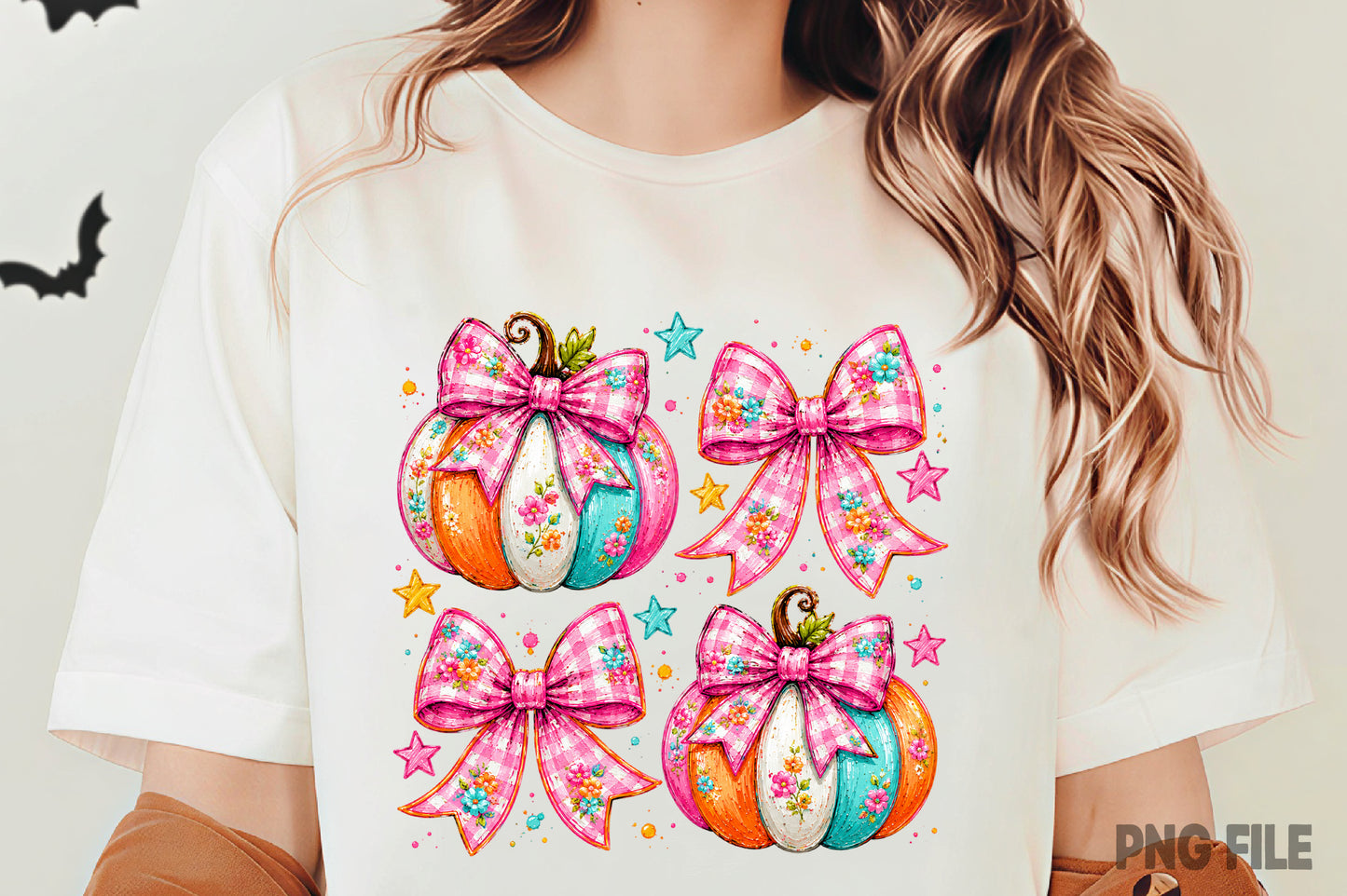 Preppy Coquette Fall Pumpkin PNG | Pink Floral Bow Pumpkin Autumn Clipart | Cute Fall Halloween Sublimation Design