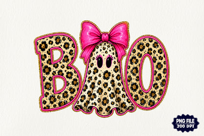 Preppy Ghost Boo PNG Spooky Coquette Halloween Sublimation