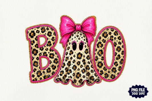 Preppy Ghost Boo PNG Spooky Coquette Halloween Sublimation