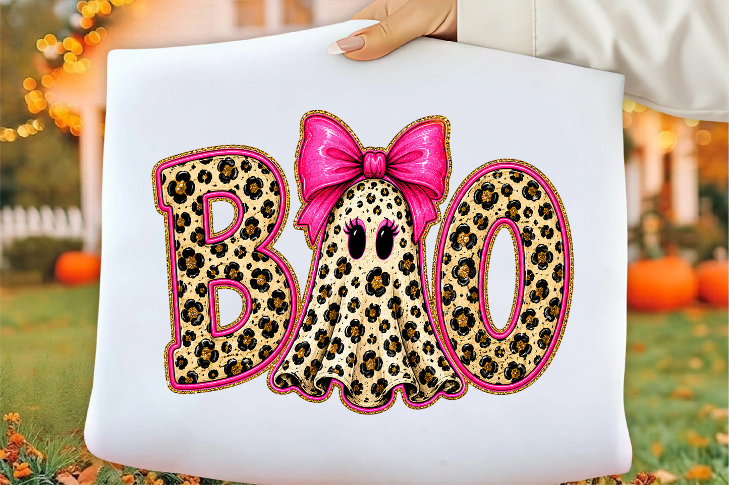 Preppy Ghost Boo PNG Spooky Coquette Halloween Sublimation