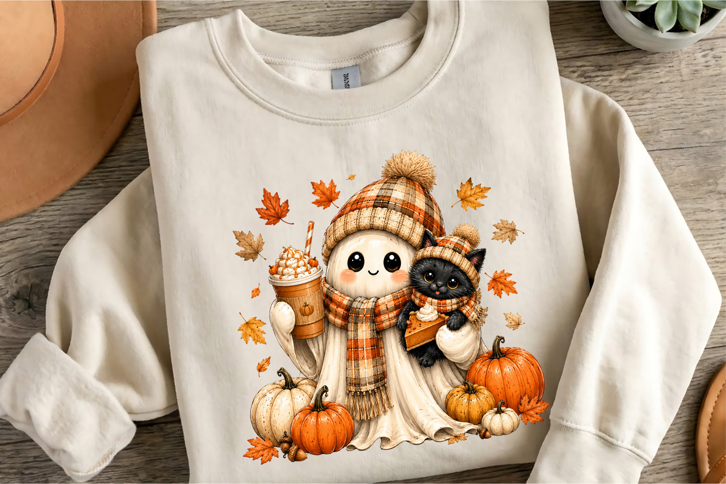 Preppy Ghost Coquette Pumpkin PNG Cute Fall Halloween Sublimation