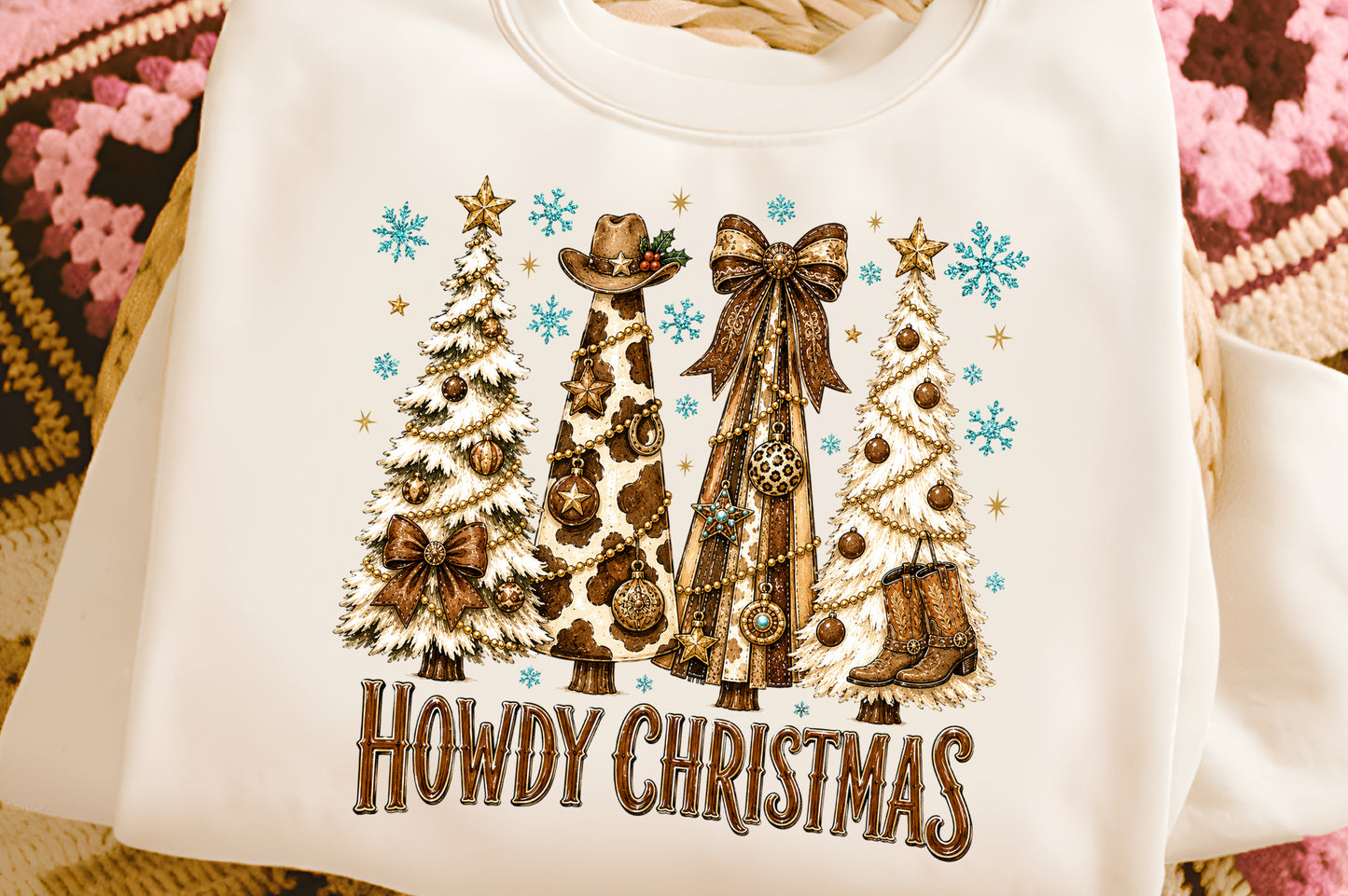 Howdy Christmas Tree PNG, Western Cowboy Christmas Sublimation Design