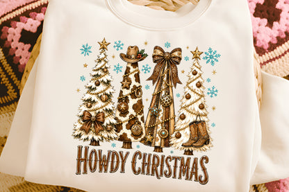 Howdy Christmas Tree PNG, Western Cowboy Christmas Sublimation Design