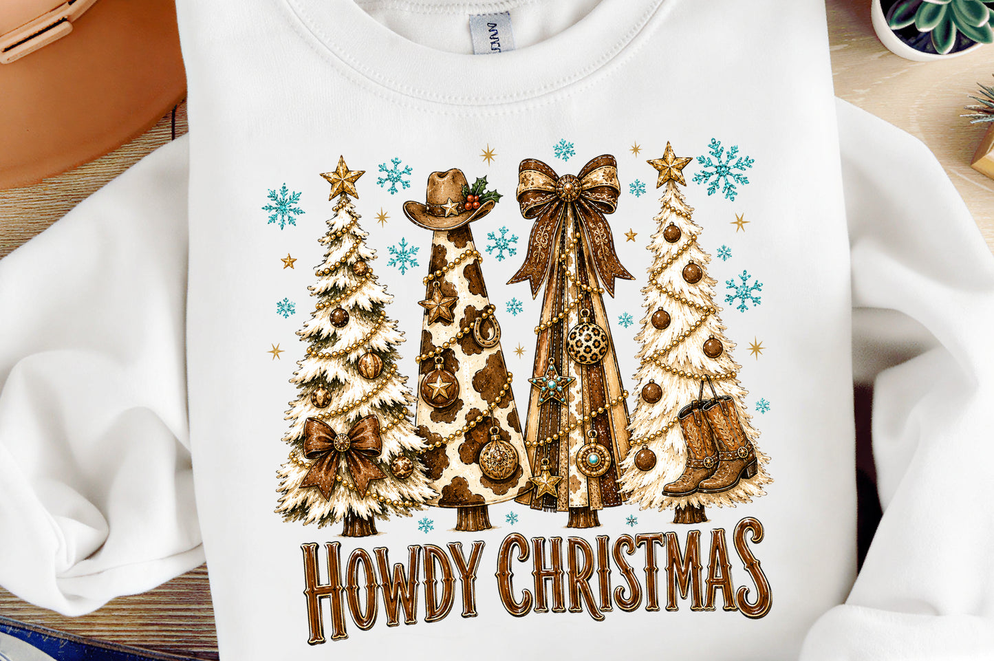 Howdy Christmas Tree PNG, Western Cowboy Christmas Sublimation Design