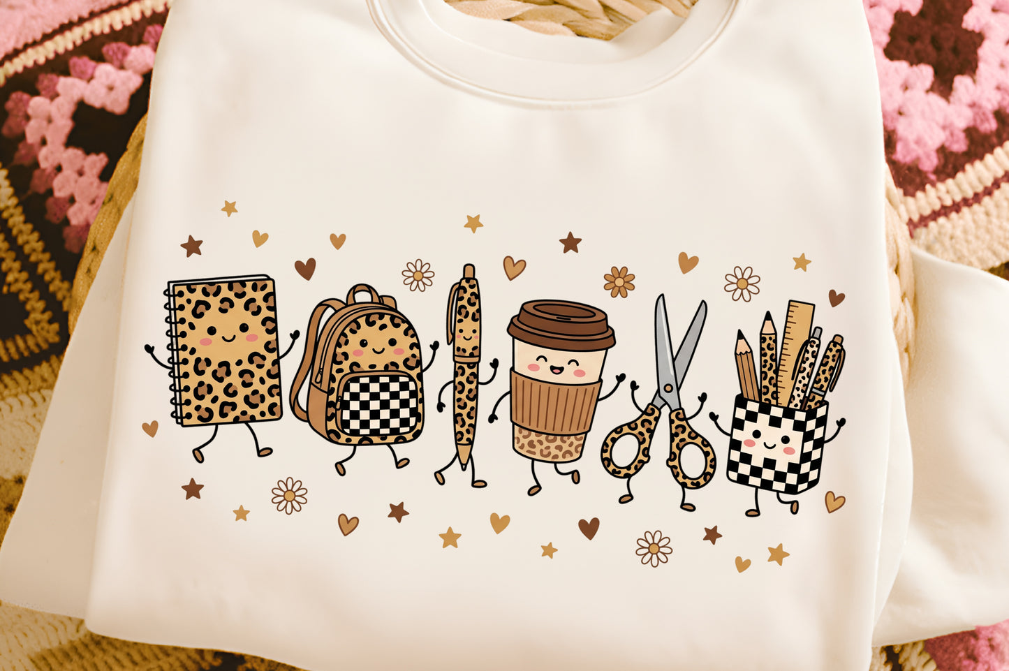 Leopard School Supplies PNG  Cute Preppy Back to School Clipart