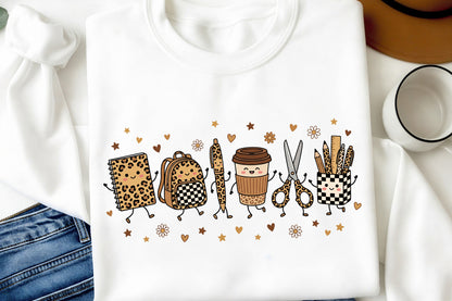 Leopard School Supplies PNG  Cute Preppy Back to School Clipart