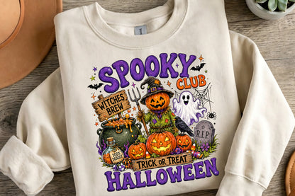 Preppy Spooky Club Halloween PNG | Cute Witch Pumpkin Ghost Halloween Sublimation Design
