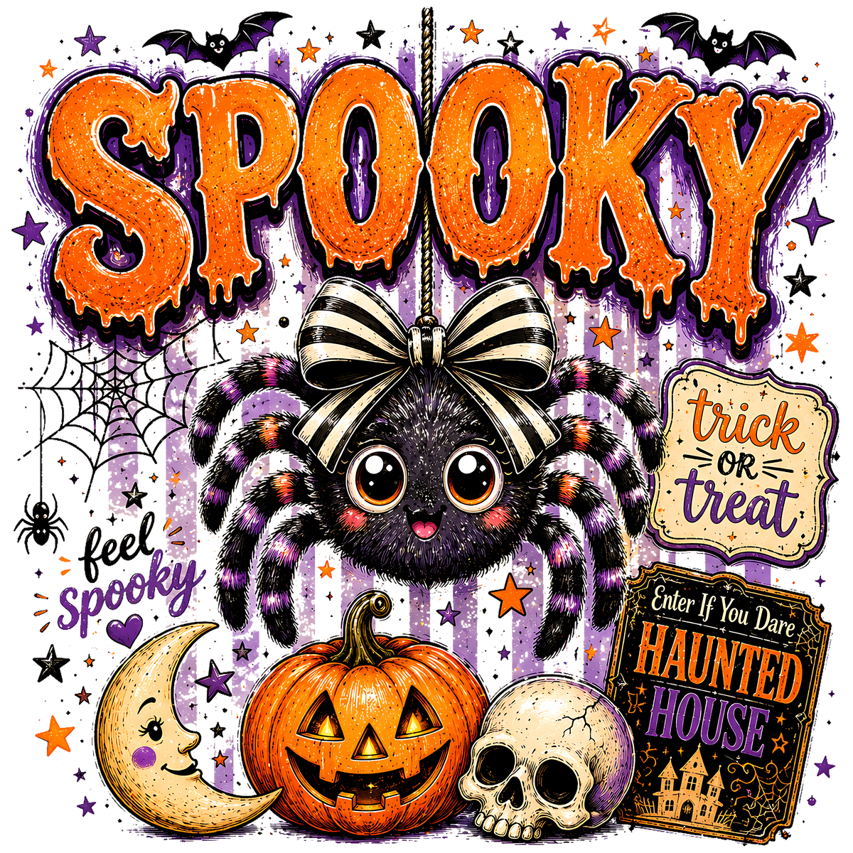 Preppy Spooky Halloween Spider PNG Cute Halloween Sublimation