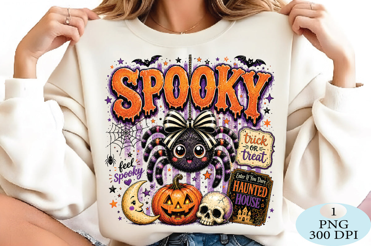 Preppy Spooky Halloween Spider PNG Cute Halloween Sublimation