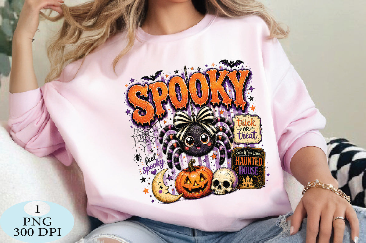 Preppy Spooky Halloween Spider PNG Cute Halloween Sublimation