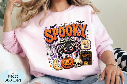 Preppy Spooky Halloween Spider PNG Cute Halloween Sublimation