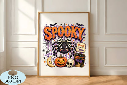 Preppy Spooky Halloween Spider PNG Cute Halloween Sublimation