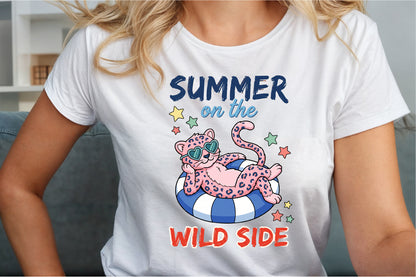 Preppy Summer Animals PNG Bundle | Cute Beach Sublimation Designs