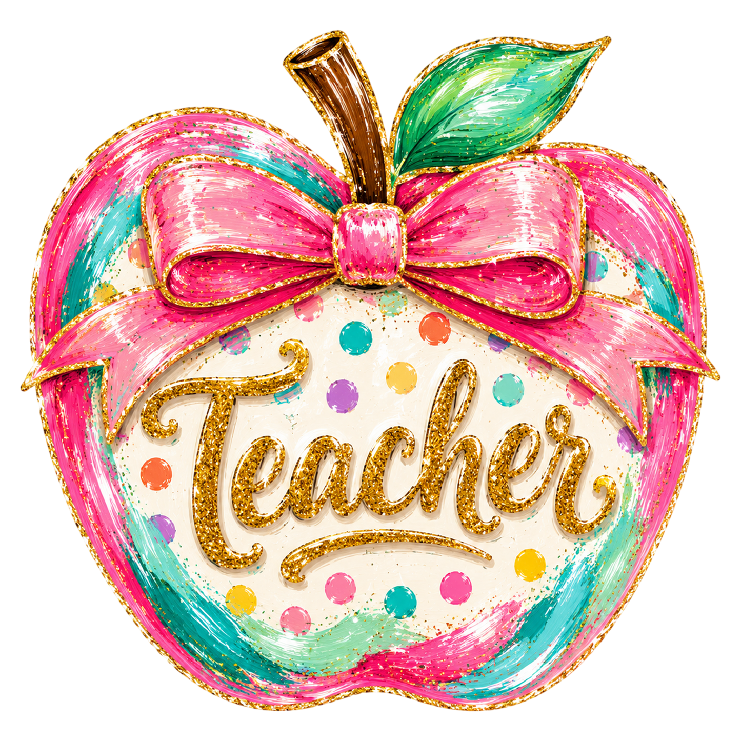 Preppy Teacher Apple Back to School PNG Colorful Teacher Sublimation