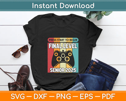 Press Start To Begin Final Level Senior 2025 Graduation Svg Digital Cutting File
