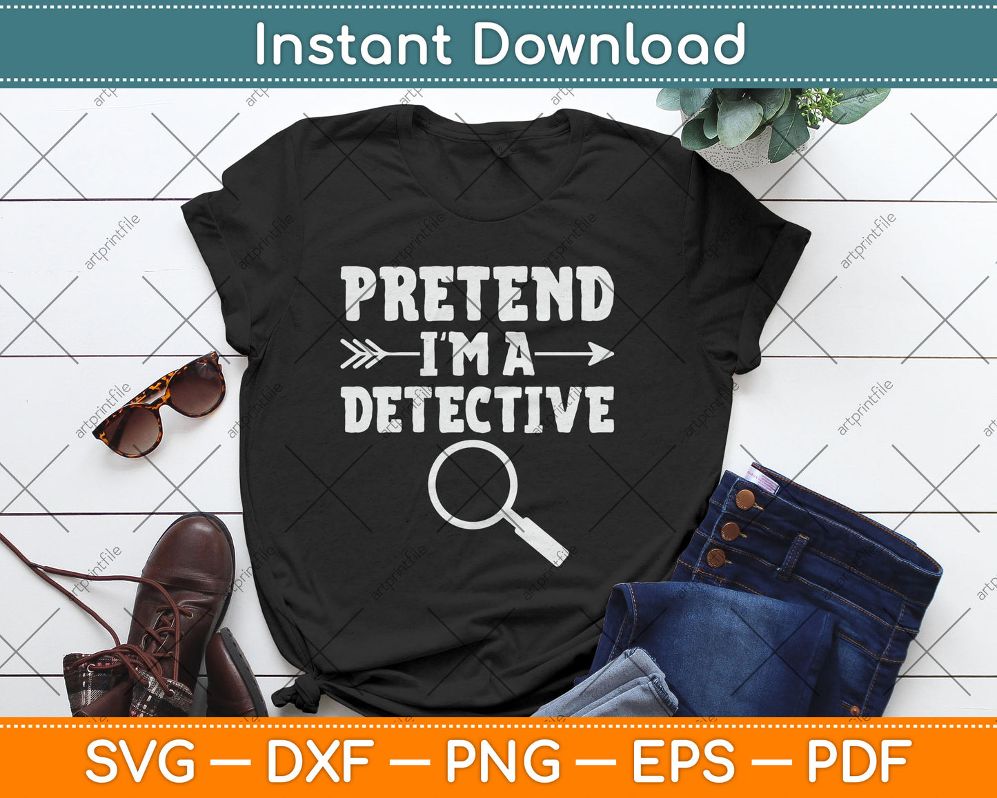 Pretend I'm A Detective Lazy Halloween Funny Svg Digital Cutting File