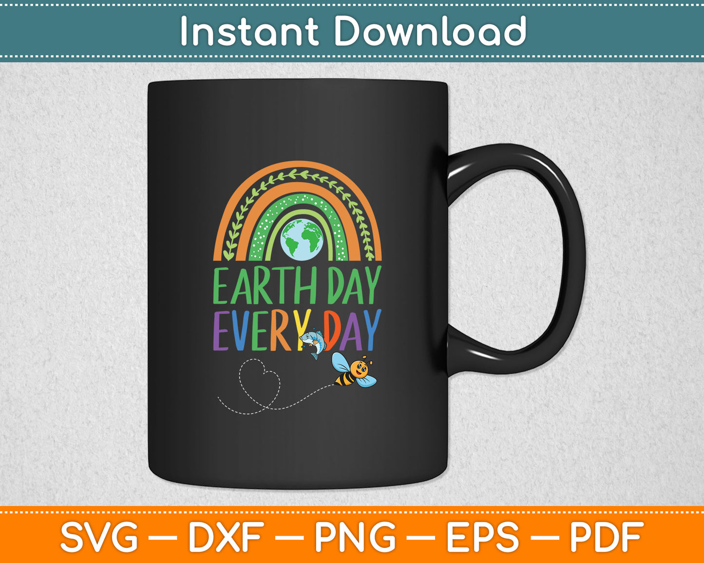 Pretty Earth Day Every Day Rainbow with Trees Earth Day Svg Digital Cutting File