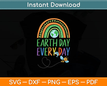 Pretty Earth Day Every Day Rainbow with Trees Earth Day Svg Digital Cutting File