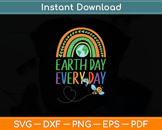 Pretty Earth Day Every Day Rainbow with Trees Earth Day Svg Digital Cutting File