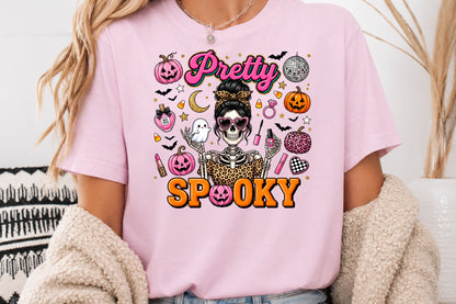 Pretty Spooky Pink Skeleton Halloween Sublimation PNG