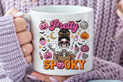 Pretty Spooky Pink Skeleton Halloween Sublimation PNG