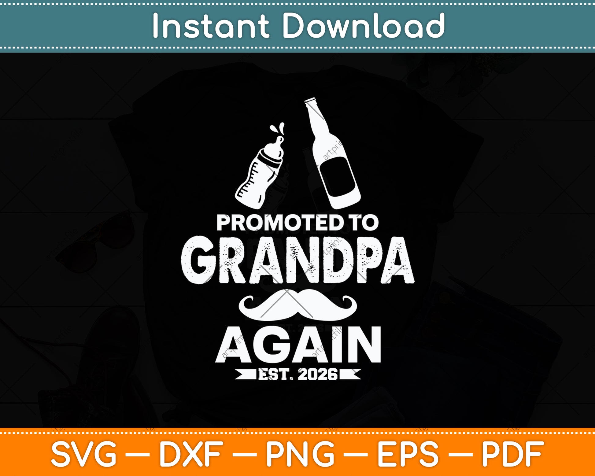 Promoted to Grandpa Again Est 2026 Pregnancy Announcement Svg Digital Cutting File