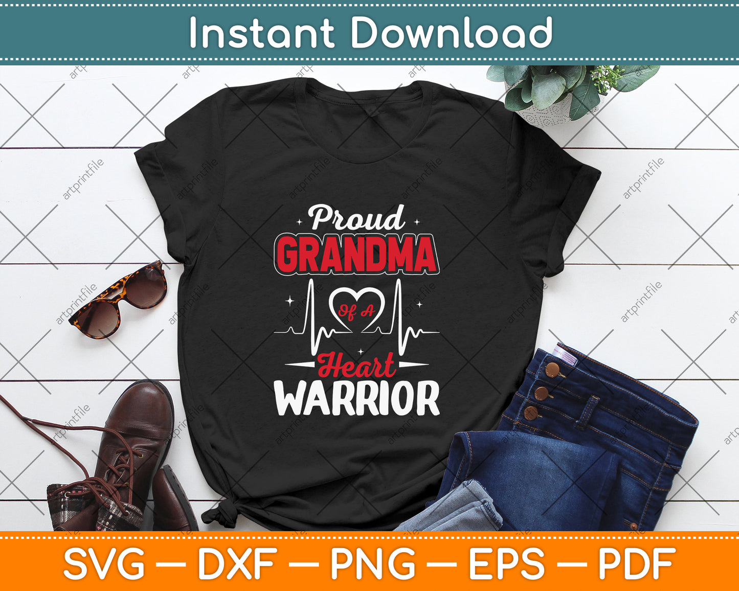 Proud Grandma of a Heart Warrior CHD Awareness SVG Digital Cutting File