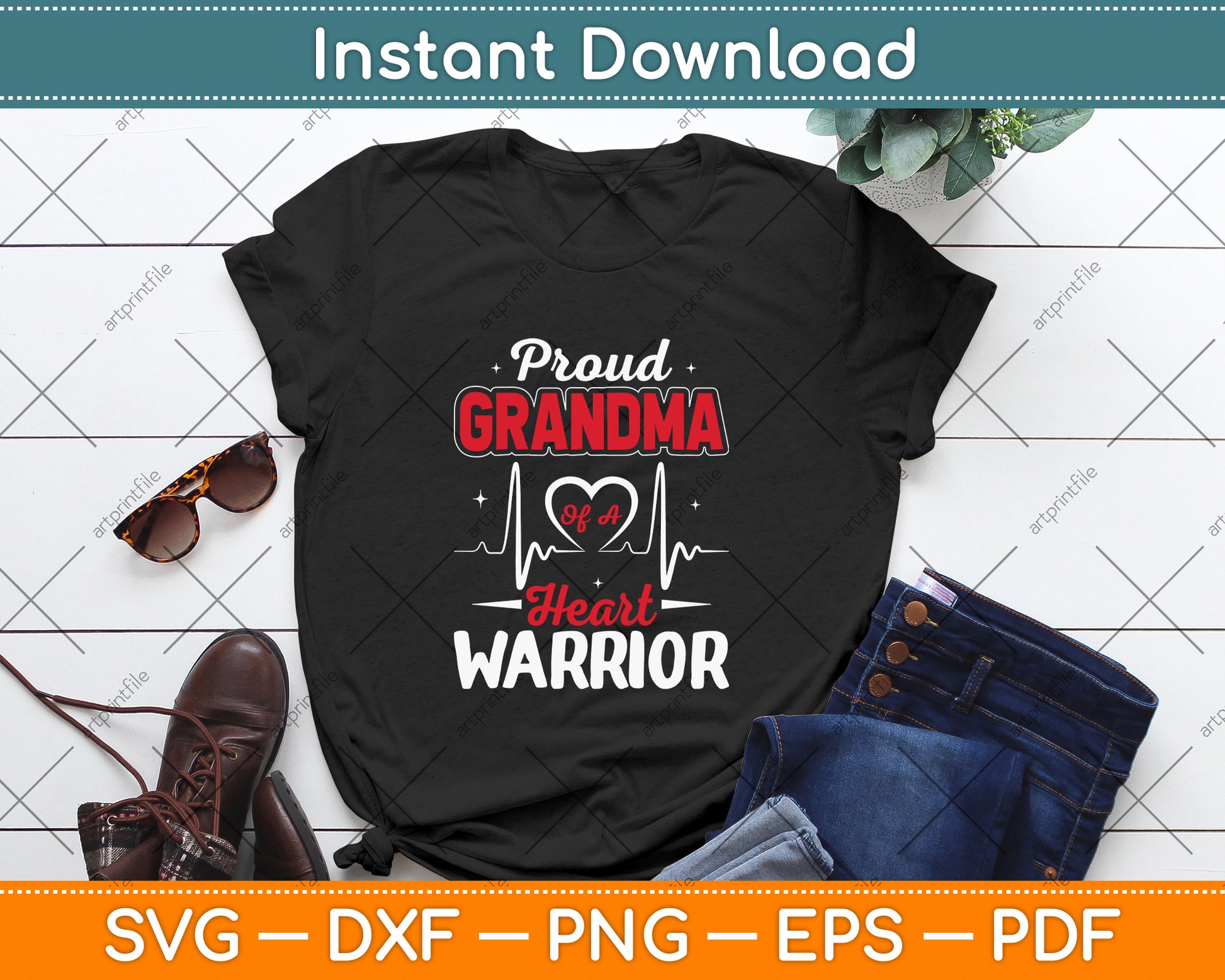 Proud Grandma of a Heart Warrior CHD Awareness SVG Digital Cutting File