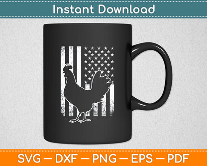 Proud Patriotic Chicken Rooster Farmer Lover American Flag Svg Digital Cutting File