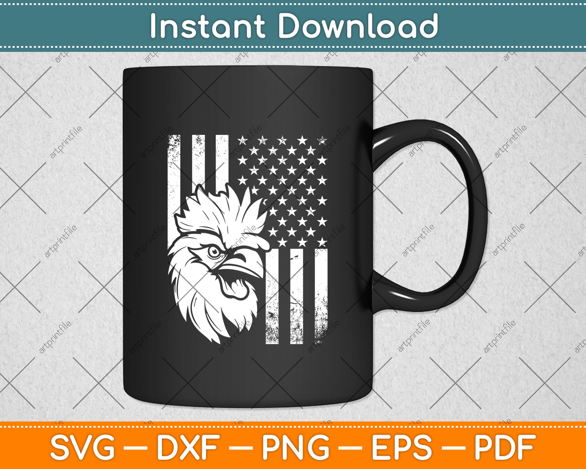 Proud Patriotic Chicken Rooster Farmer Lover American Flag Svg Digital Cutting File