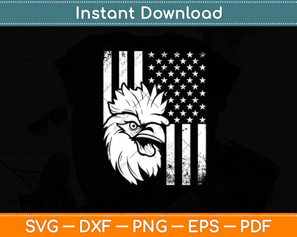 Proud Patriotic Chicken Rooster Farmer Lover American Flag Svg Digital Cutting File
