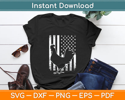Proud Patriotic Chicken Rooster Farmer Lover American Flag Svg Digital Cutting File