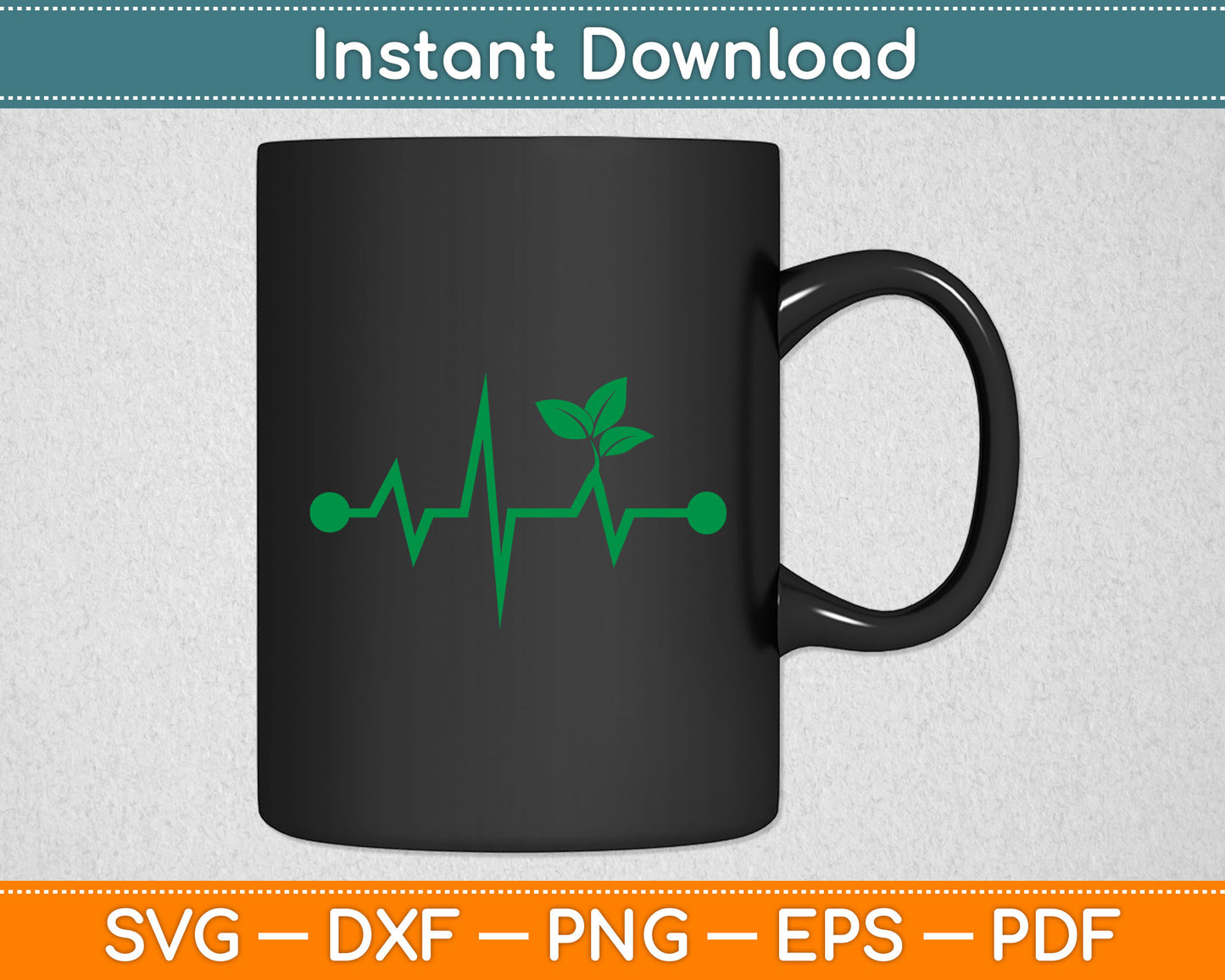 Pulse Green Heartbeat Vegan Plant Tree Environment Svg Digital Cutting File
