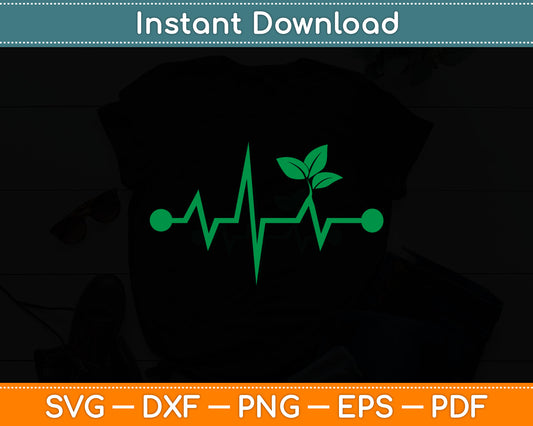 Pulse Green Heartbeat Vegan Plant Tree Environment Svg Digital Cutting File