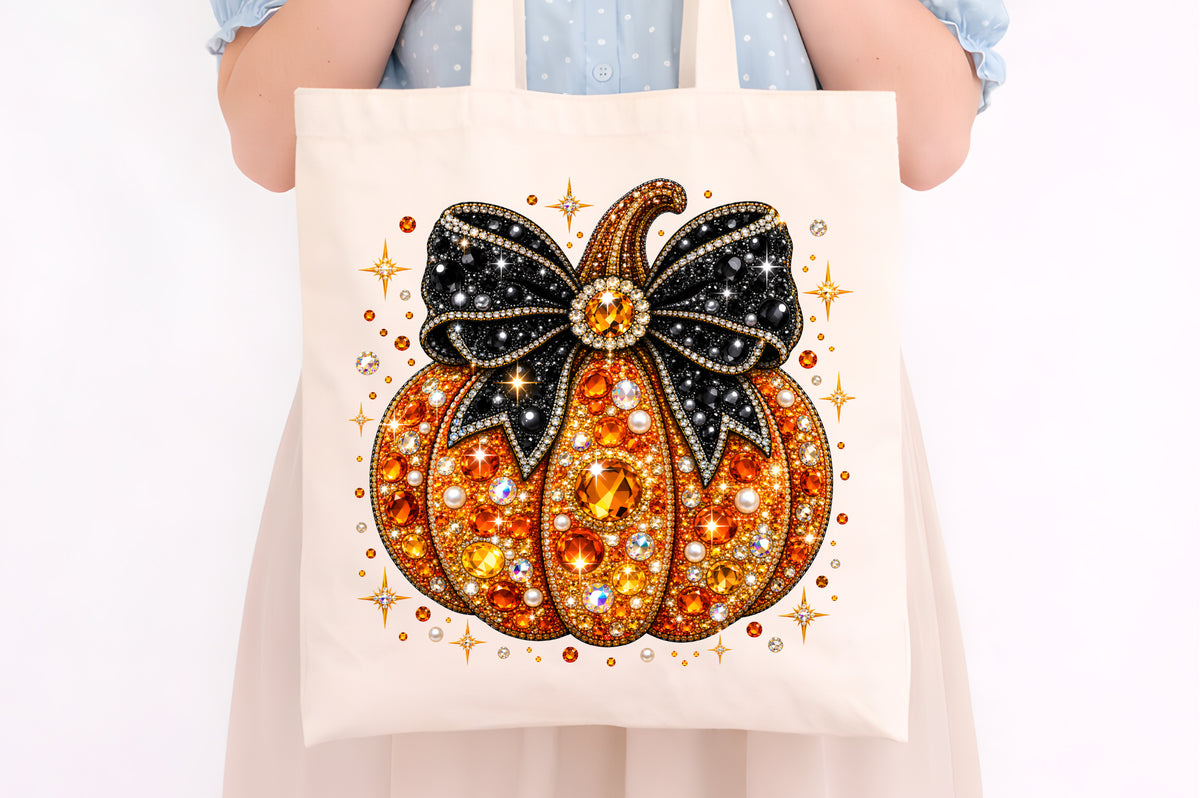 Pumpkin Bow Rhinestone Halloween PNG