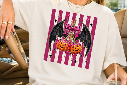 Pink Leopard Bat Wings Pumpkin PNG Halloween Sublimation