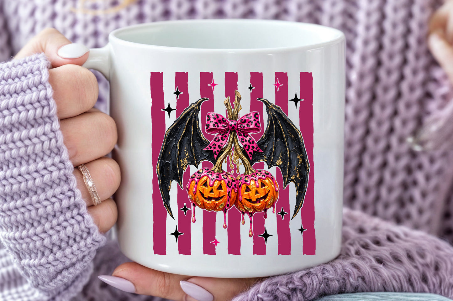 Pink Leopard Bat Wings Pumpkin PNG Halloween Sublimation