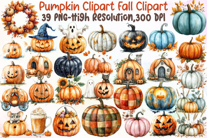 Pumpkin Clipart Fall Halloween PNG Bundle