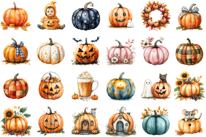 Pumpkin Clipart Fall Halloween PNG Bundle